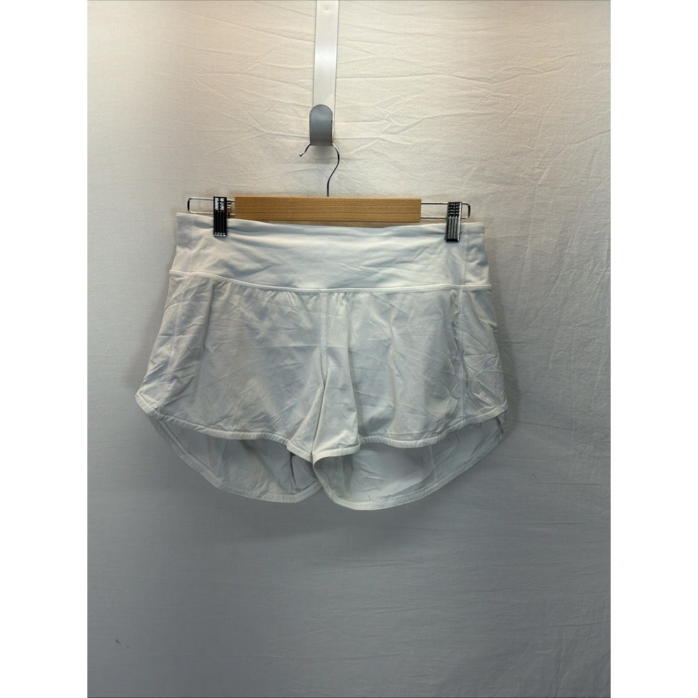 Lululemon Shorts Womens Sz 8 White Running 3.5in Lined Speed Up Athletic Gym